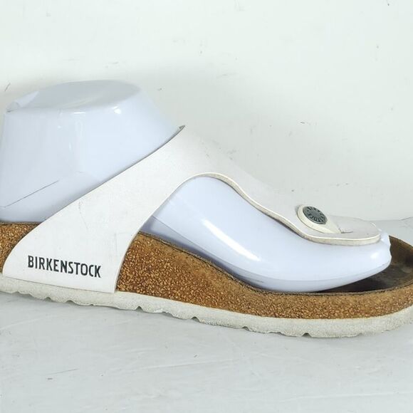 Birkenstock Women's Gizeh EU38 US9 White Birko-Flor T-strap Thong Sandals Shoes - Picture 15 of 16